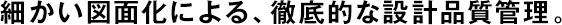 細かい図面化による、徹底的な設計品質管理。